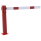 Compact hand barrier | with fixed support post | clear width: 1500 mm | with profile cylinder lock | hot-dip galvanized and coated red / white